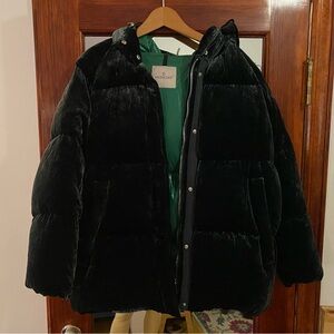 Moncler Velvet Emerald Green Puffer Jacket